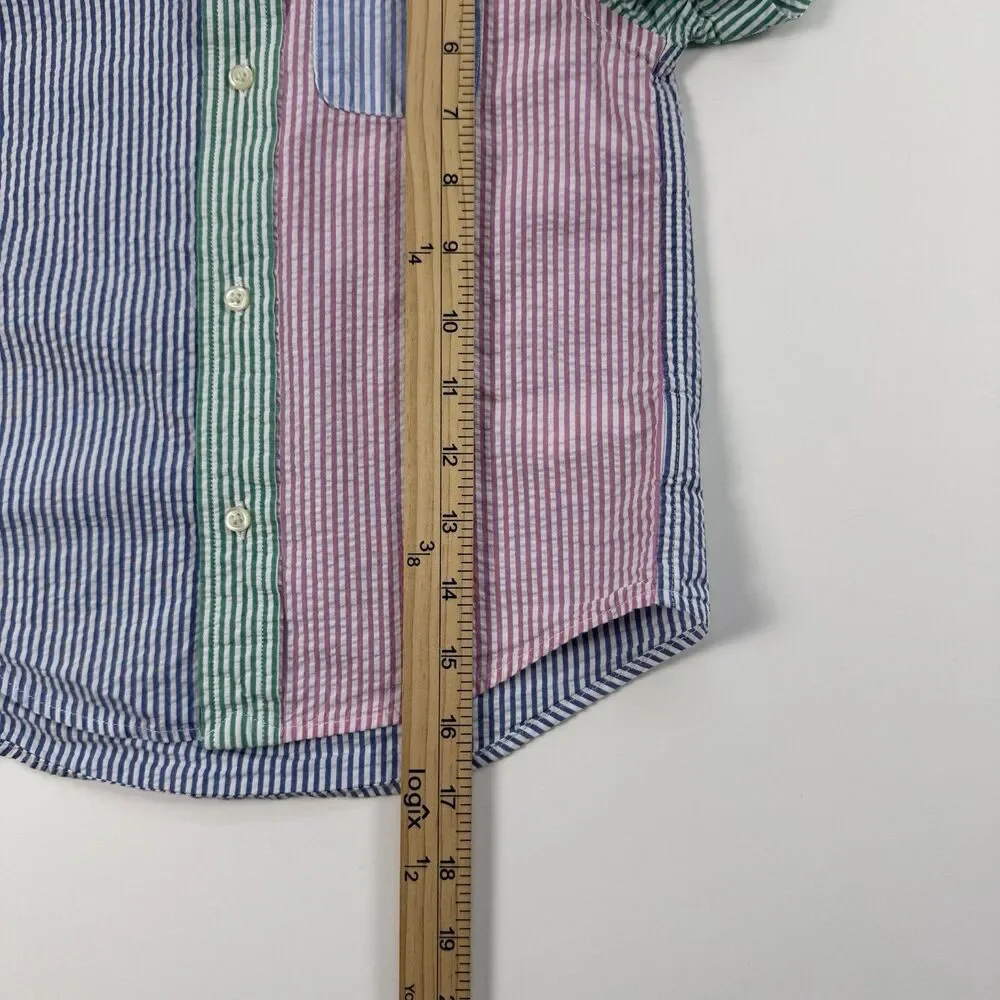 Ralph Lauren Boys 3/3T Patchwork Seersucker Short Sleeve Button Shirt